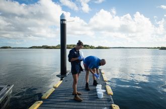 Researchers conducting estuarine monitoring project in Yamba