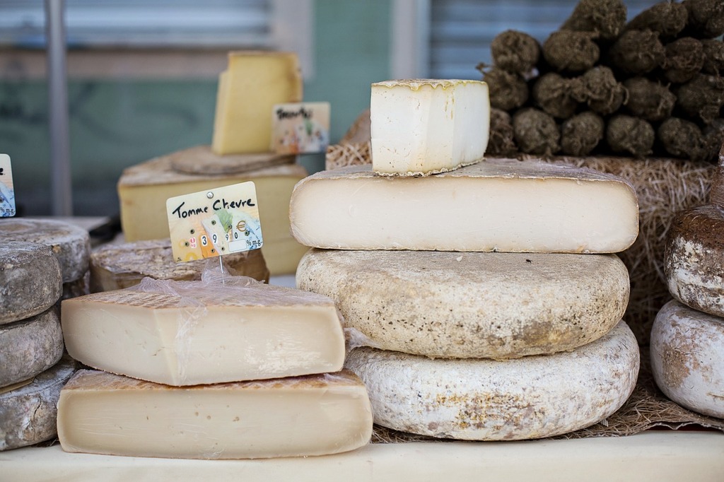 CC-0. https://picryl.com/media/cheeses-stack-of-cheeses-france-food-drink-046588
