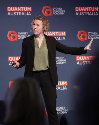 Dr Stephanie Simmons speaking at Quantum Australia 2024 