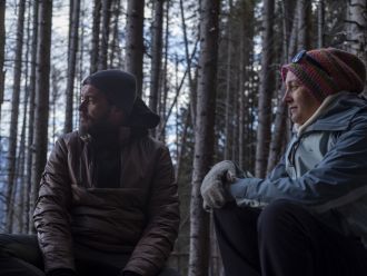 Alessandro  Chiolerio and Monica Gagliano with trees in the Italian Dolomites