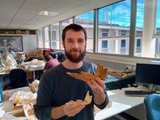 Flinders University palaeontology PhD candidate Isaac Kerr