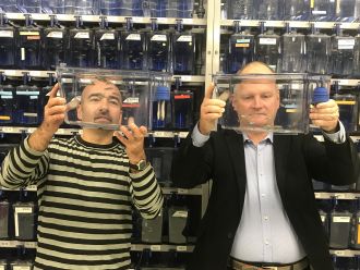 Christopher Hall and Guy Warman in the zebrafish facility