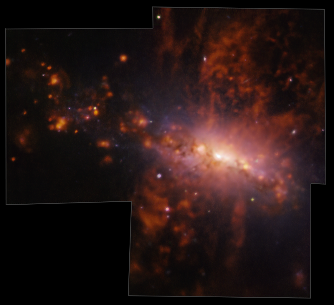Galaxy NGC 4383 evolving strangely. Gas is flowing from its core at a rate of over 200 km/s. This mysterious gas eruption has a unique cause: star formation. Credit: ESO/A. Watts et al