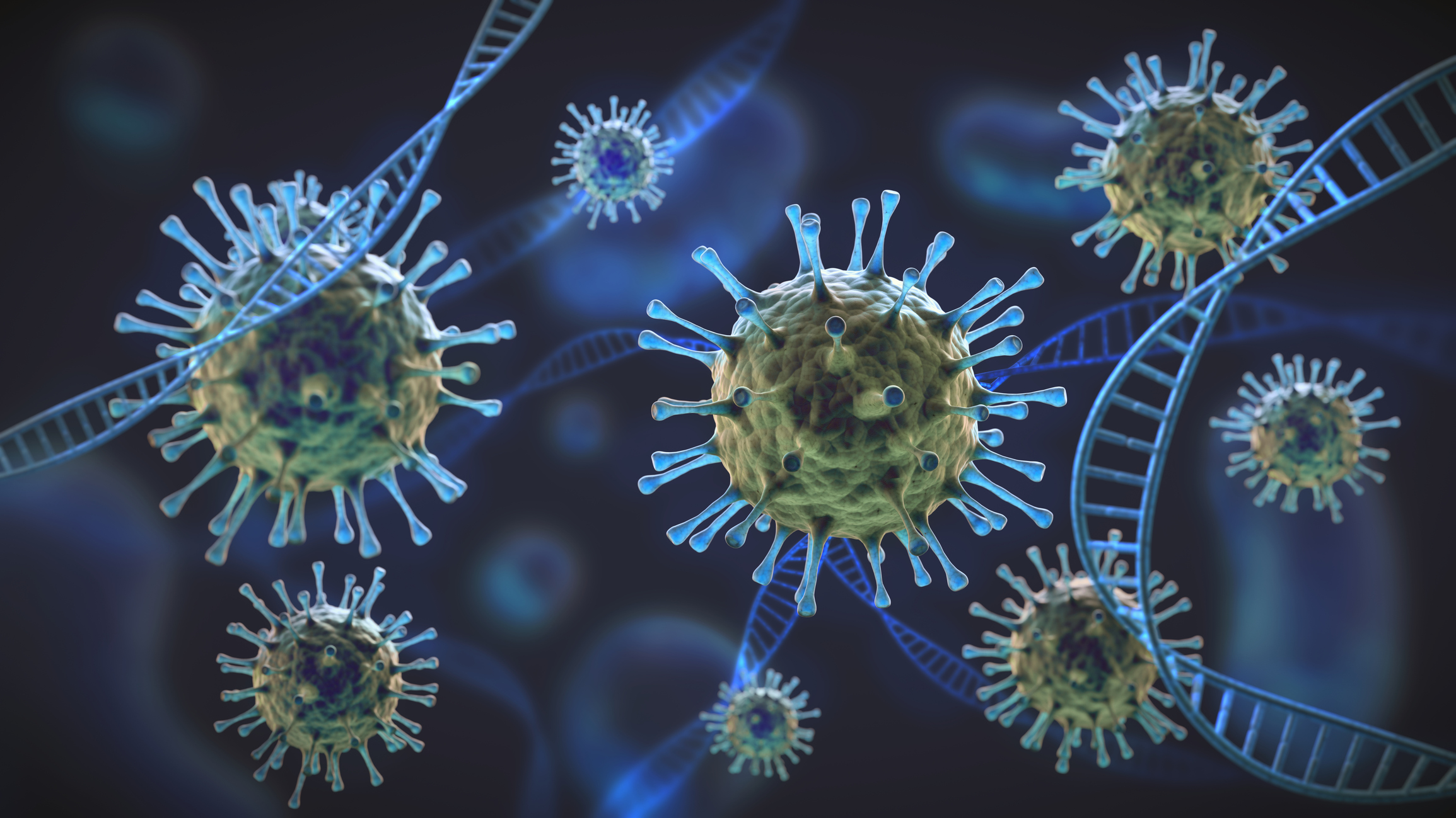 COVID virus illustration with DNA stands. Photo: Getty Images