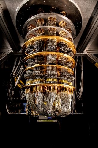 Photo of a fully assembled quantum system at Google Quantum AI.