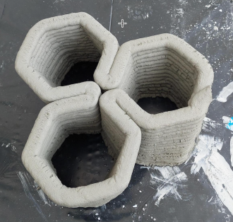 A hexagonal 3D printed concrete structure