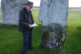 Professor Richard Bevins examining Bluestone Stone 46