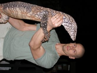 Bryan Fry with a perentie