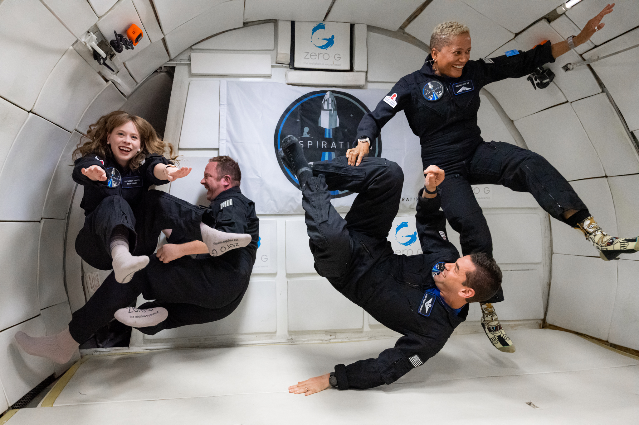 Caption: Weightlessness during ZERO-G flight Credit: Inspiration4 crew / John Kraus