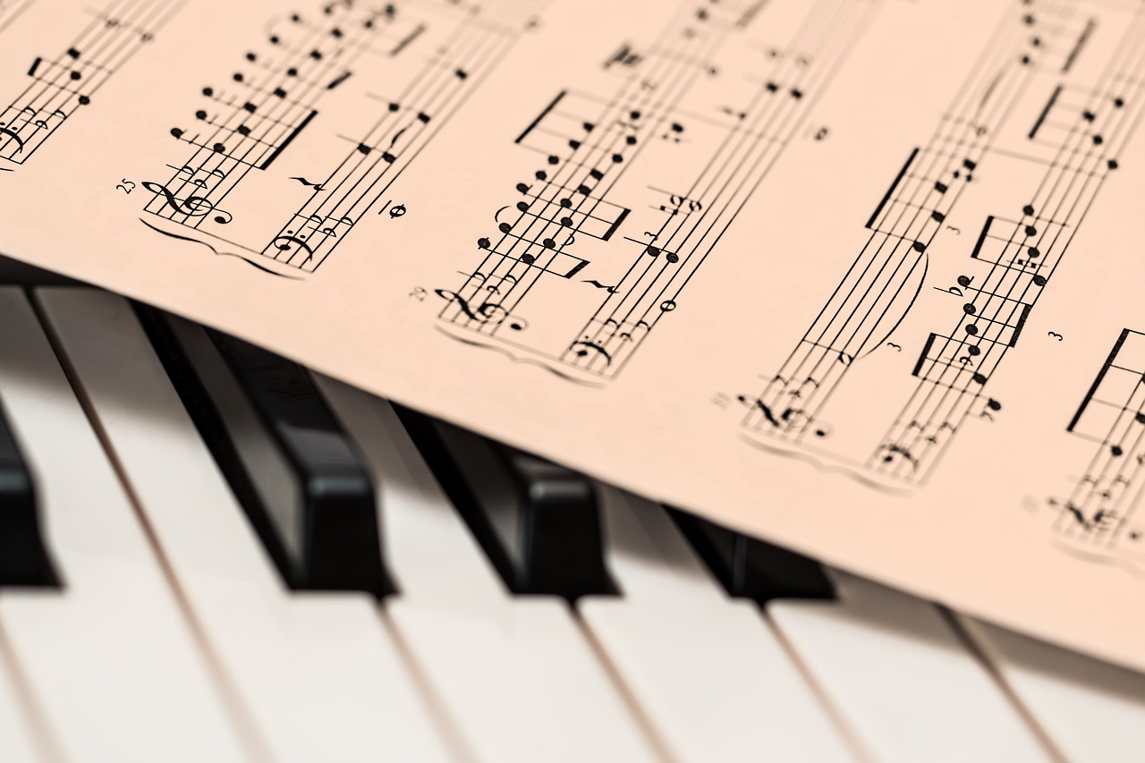 CC-0. https://pixabay.com/photos/piano-sheet-music-music-keyboard-1655558/