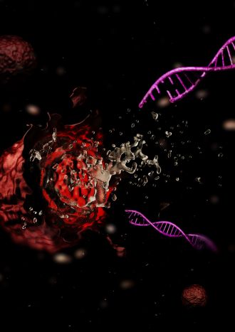 Illustration of a dying cancer cell (higher res version)