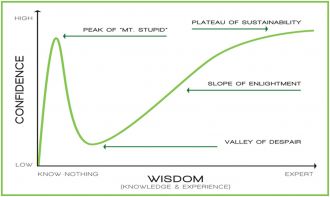 Schematic illustration of the Dunning-Kruger effect over time
