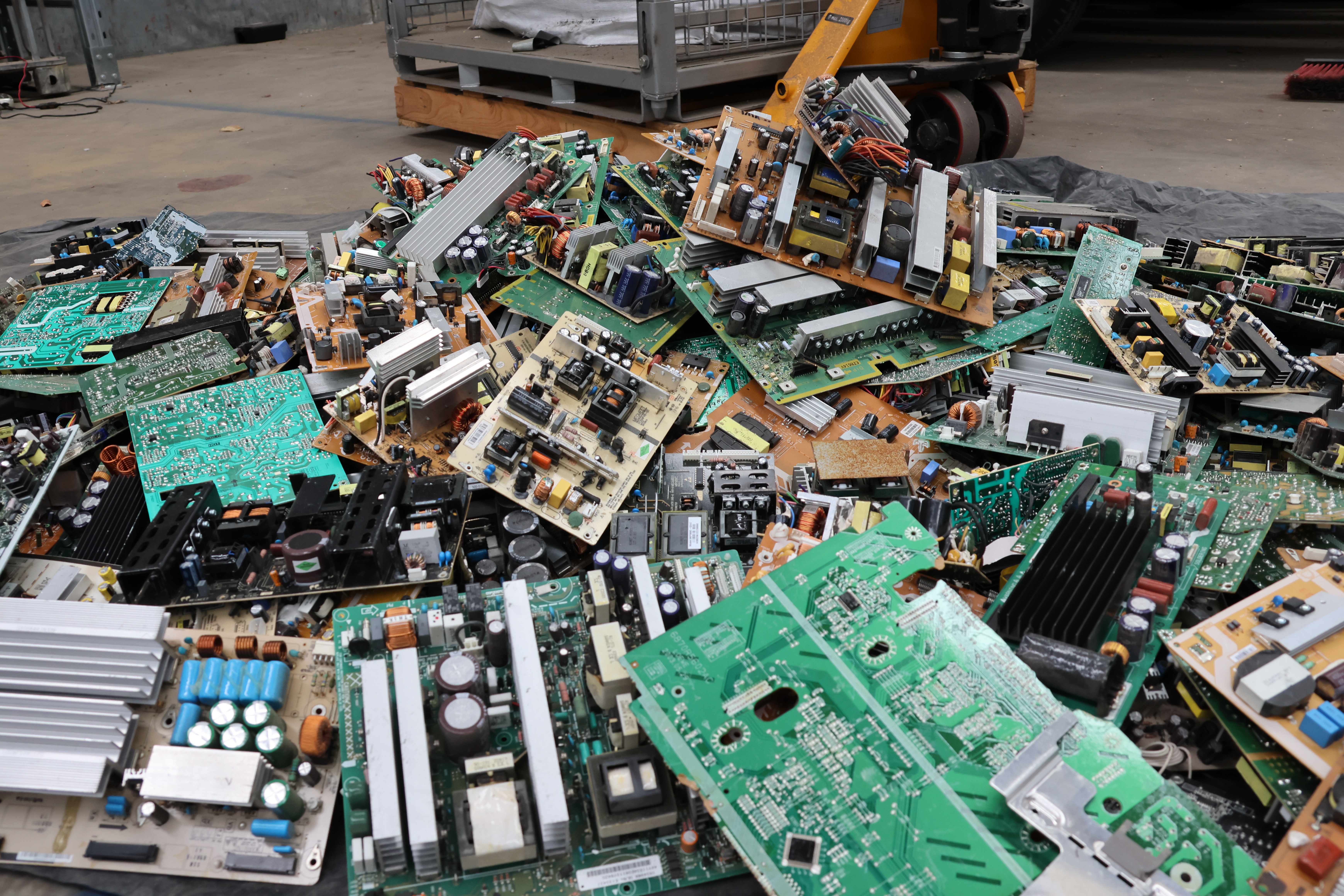 Piles of electronic waste used in the research at Flinders University. 