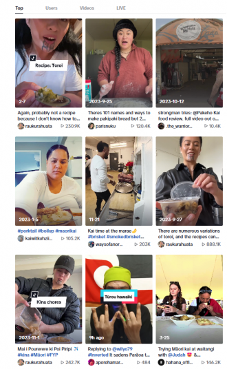 TikTok; #māori and #kai