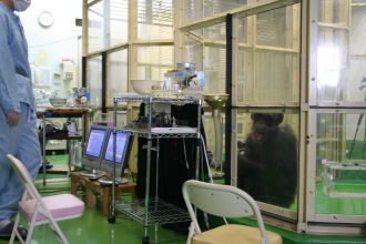 View of the touch screen experimental booth from the outside