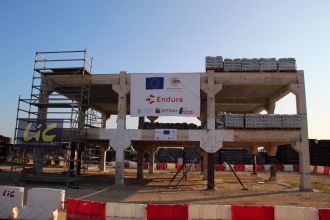 Full-scale precast building specimen prior to testing.