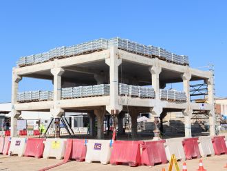 Full-scale precast building specimen prior to testing.