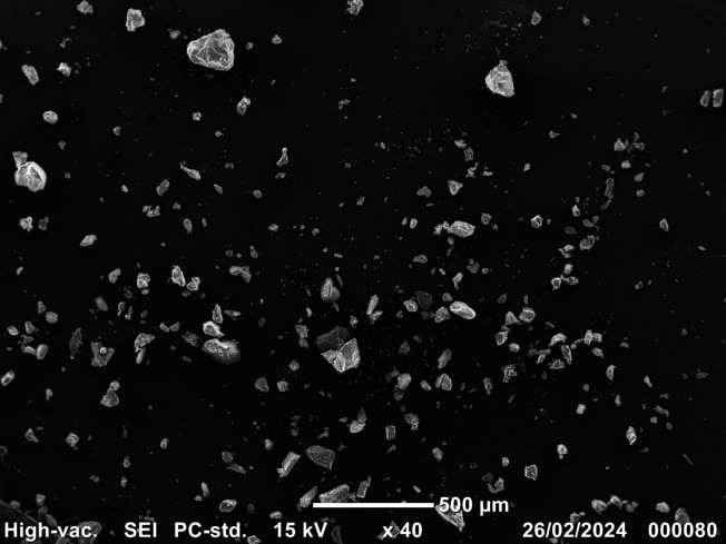 Microscopy image of lunar dust simulant sample. Courtesy Michaela B. Smith. 