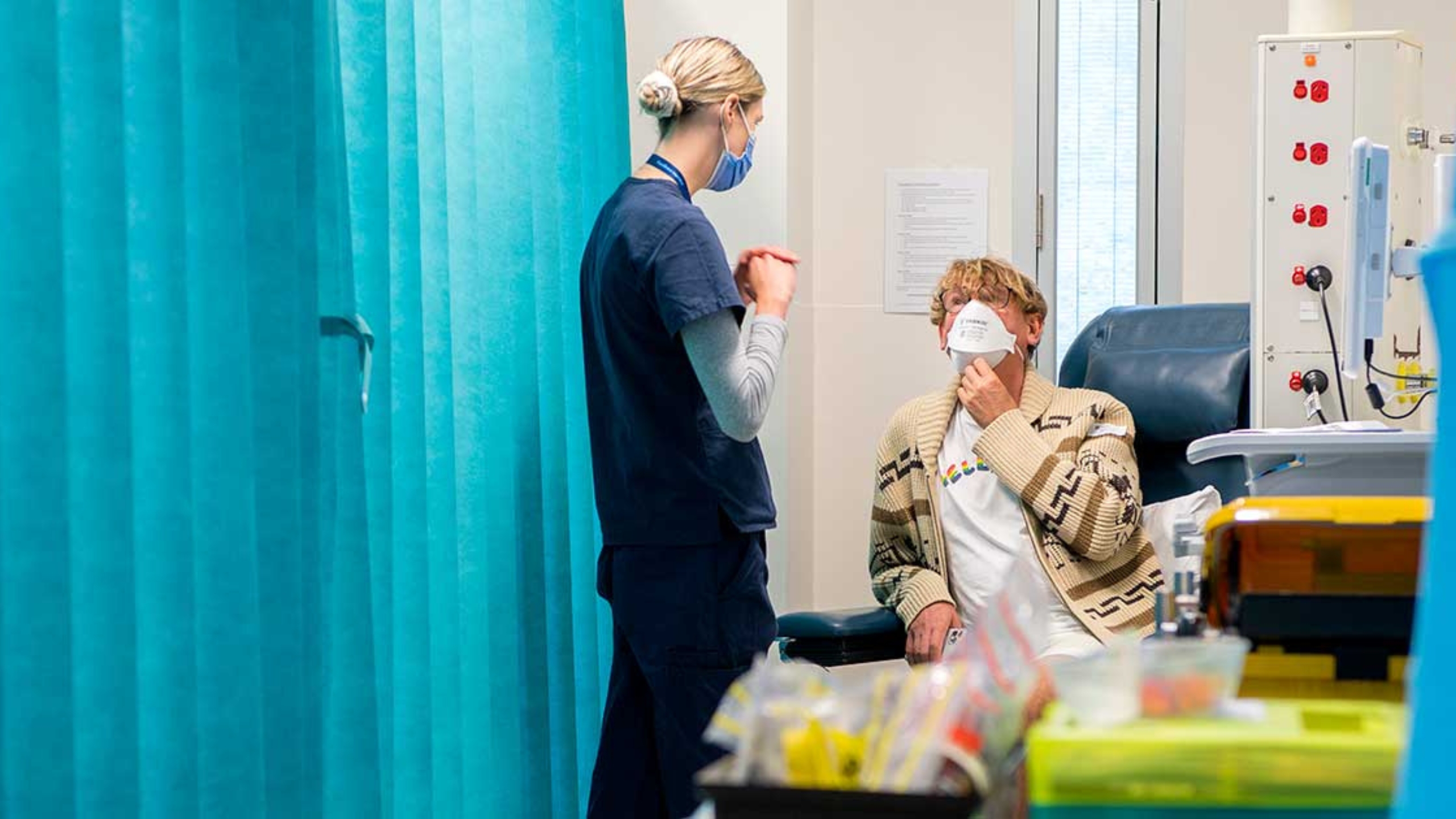 Clinical trial participant with nurse