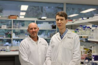 (L-R) Associate Professor Ashley Mansell and Research Assistant Callum Docherty