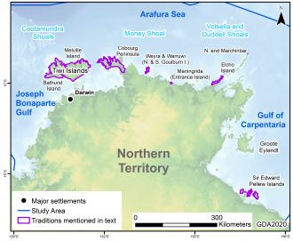 Locations of sea-level change in the Northern Territory