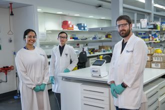 Researchers and model of c-FIND device