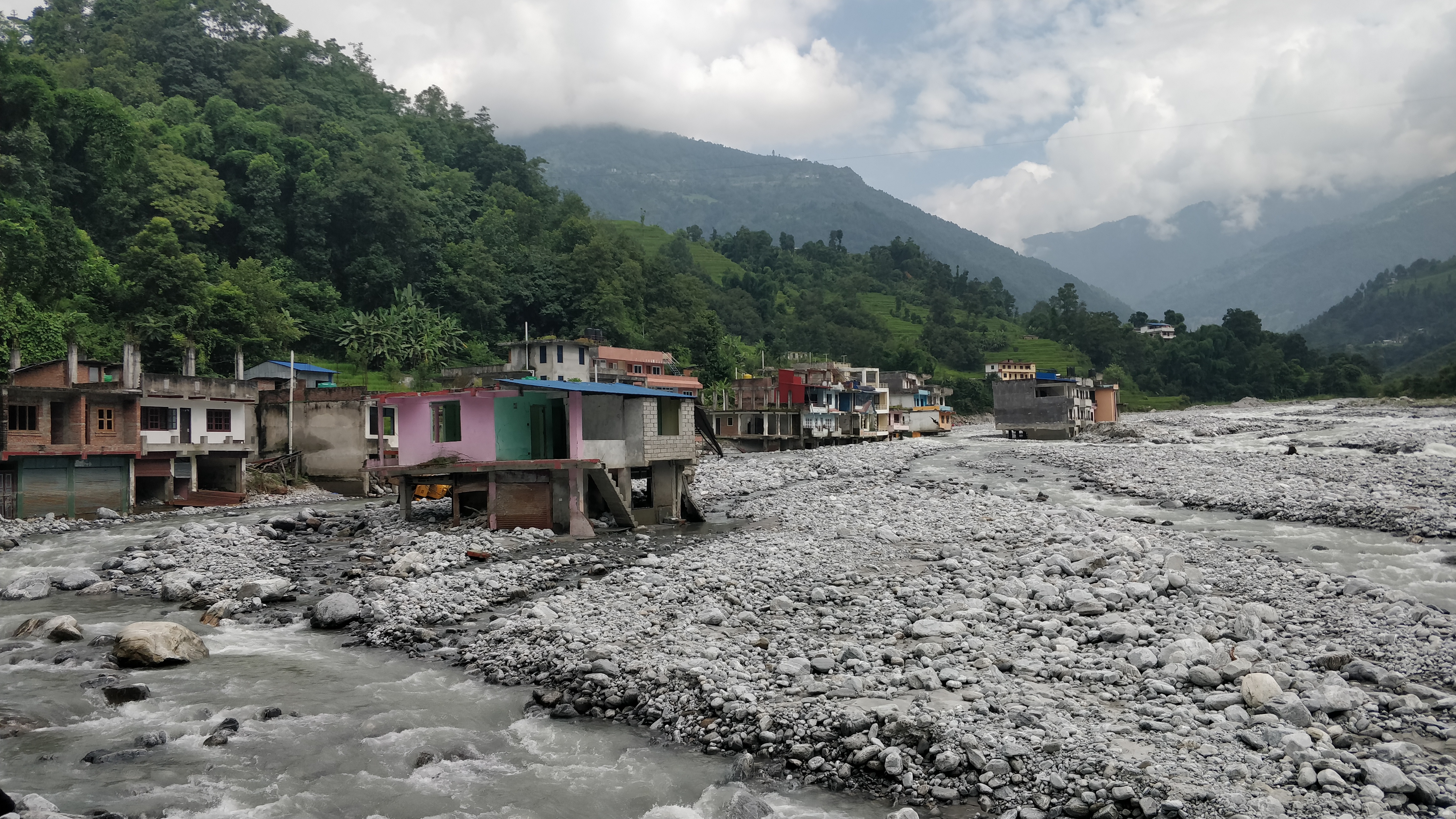  The Melamchi debris flow devastated Chanaute Bazaar, Nepal.
