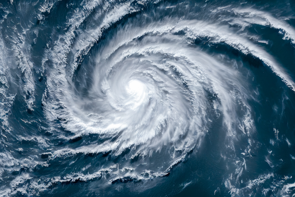 Satellite view of a tropical cyclone. Image: eyetronic / Adobe Stock