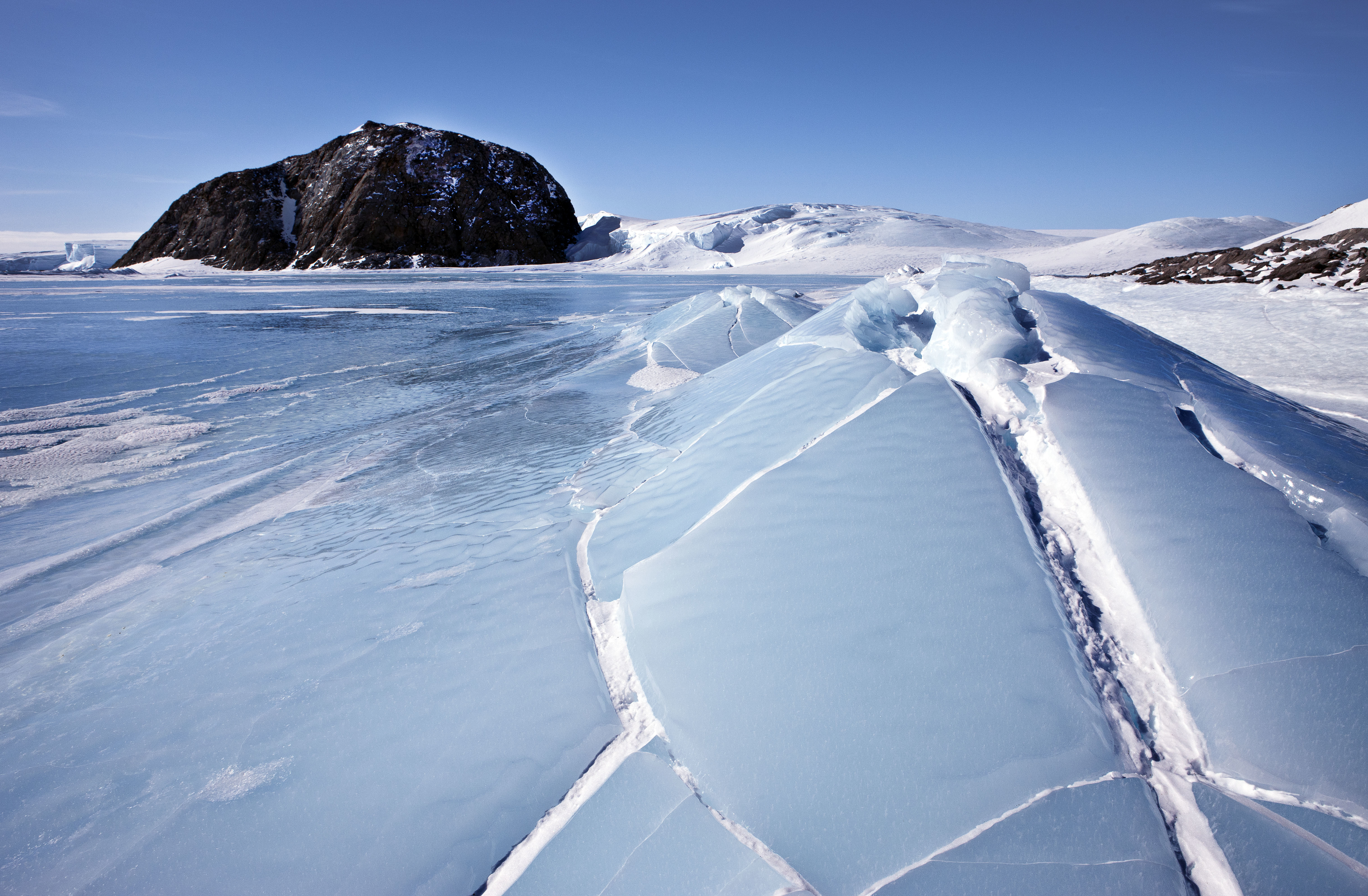 Pressure ridges in landfast ice, photo: Chris Wilson AAD