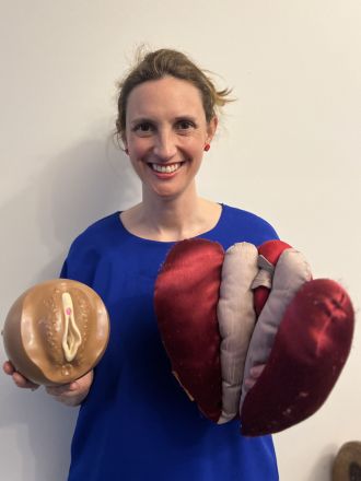 Anita with Cliterate and vulva puppet