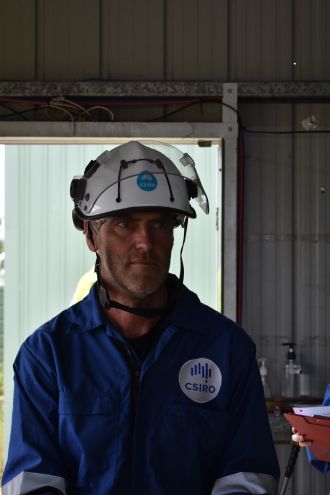 Justin Leonard in field PPE at CSIRO's Mogo burn-over facility NSW