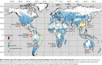 Regions at high-risk of pesticide pollution.