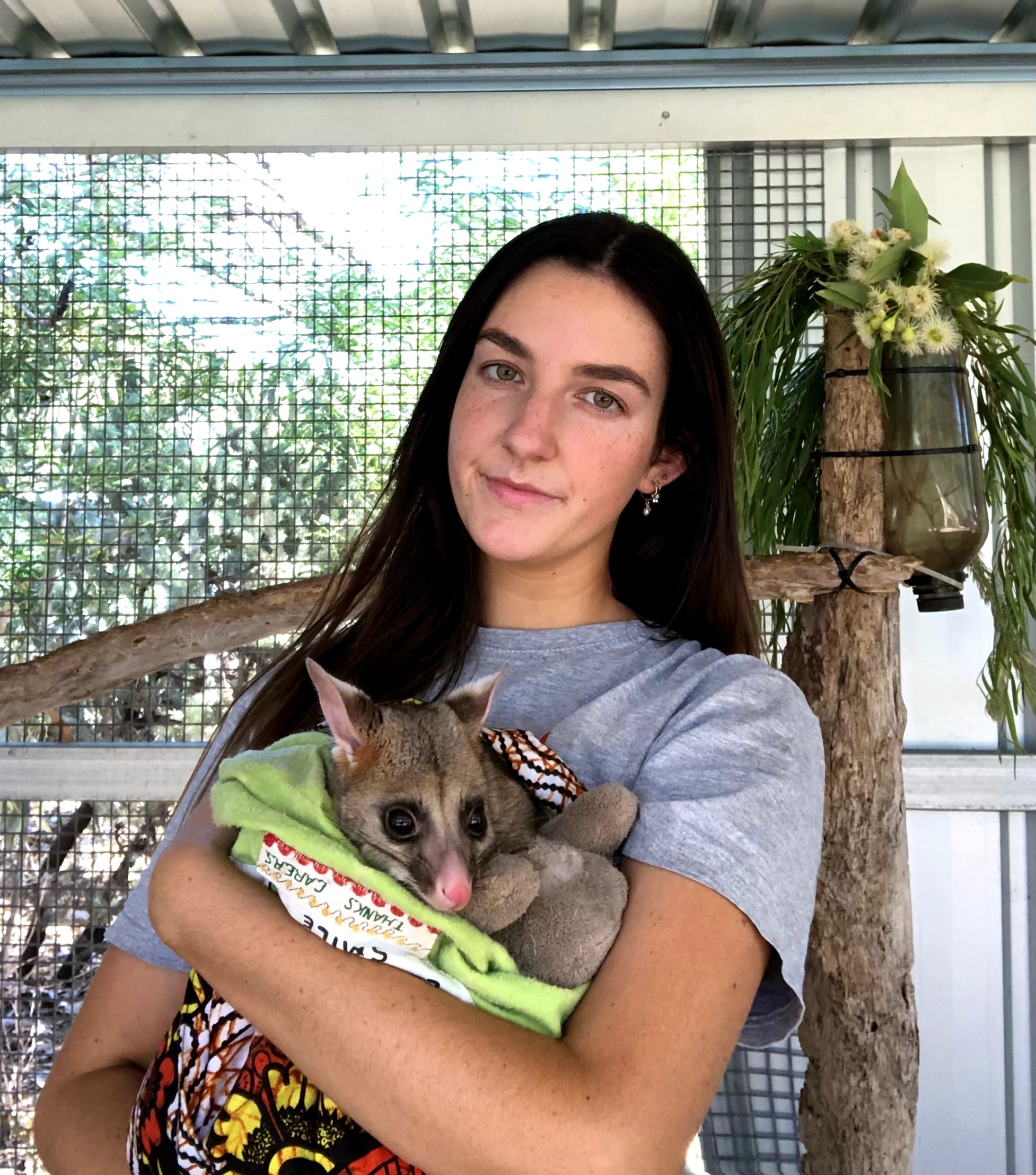 ECU PhD student Shelby Middleton with brushtail possum
