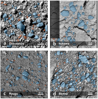 Boulders on the surfaces of asteroids