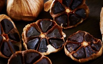Black garlic bulbs