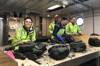 Processing rock samples on board RV Investigator