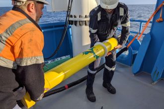 A SOCCOM float being deployed.