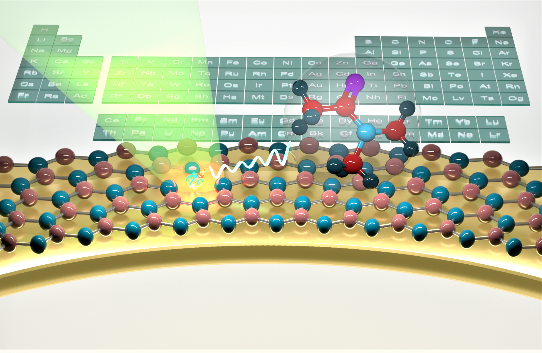 An artist's impression of a quantum microscope for study of chemical reactions and to identify molecular origin. Image: Dr. Mehran Kianinia
