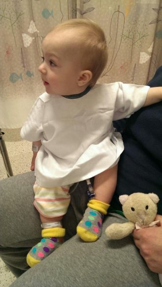 Neve on the day of her surgery