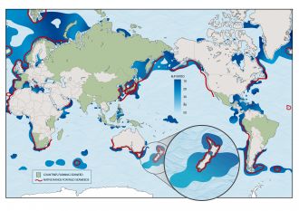 Map showing areas ecologically suitable for seaweed aquaculture