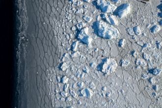 Aerial view of Antarctic sea-ice edge in summer
