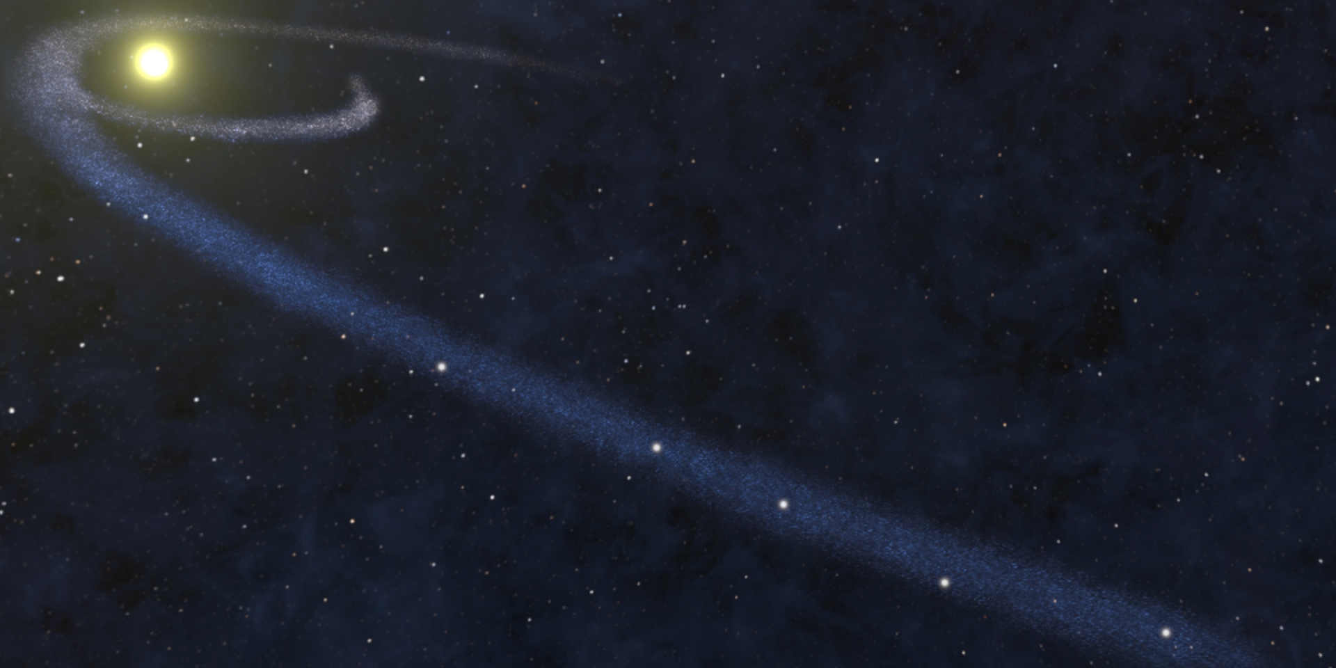 Artist's impression of a thin gas cloud formed by tidal disruption of a passing star. Credit: Mark Myers/OzGrav
