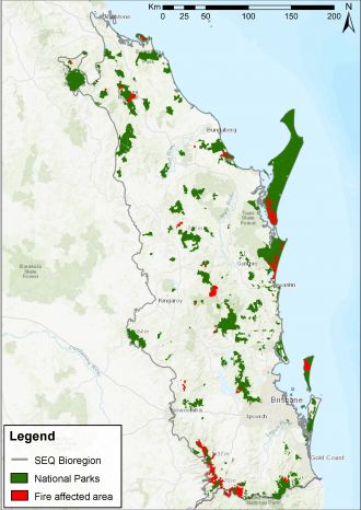 South-East Queensland fire locations