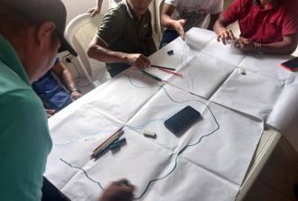 Workshop with community members to draw the map of their land