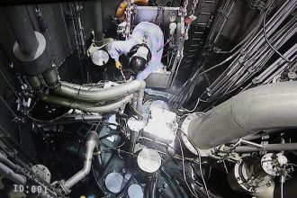 Technician in the reactor vessel