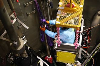 Technicians in the reactor vessel