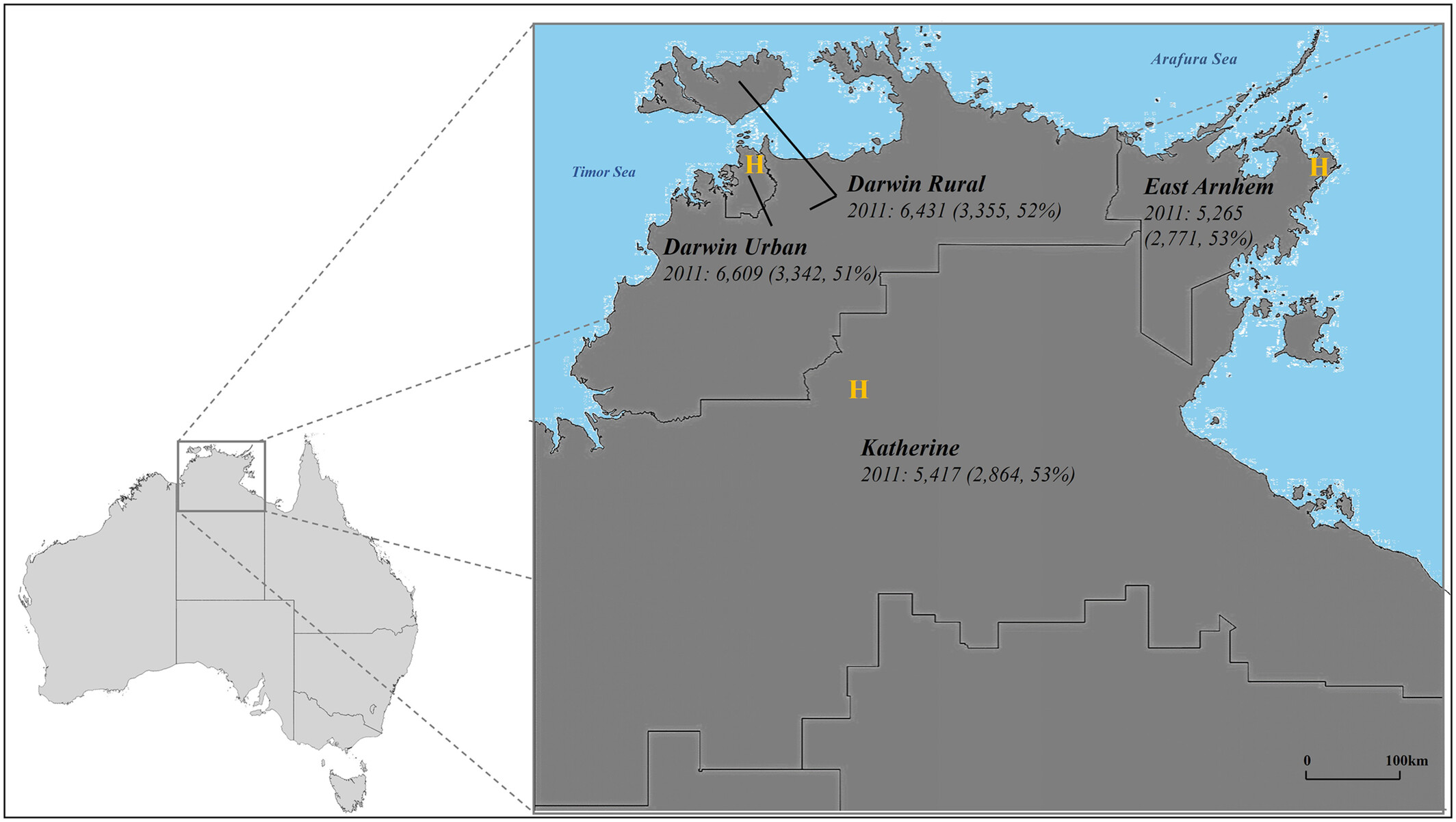  Estimated total number of Indigenous adults in the Top End, 2011: 23 722, including 12 322 women (52%). Graphic ABS/MJA