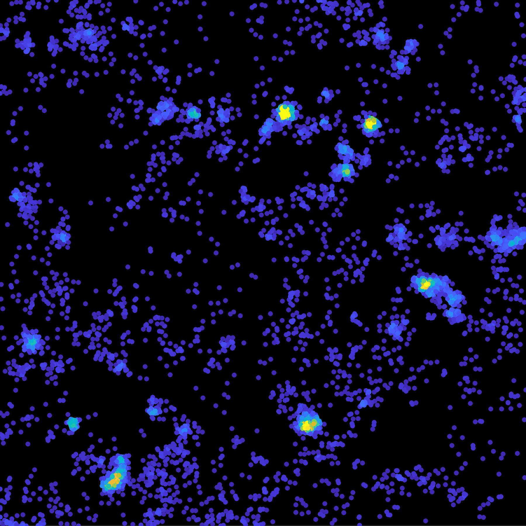 Representative diffraction-limited image of a neuroblastoma cell expressing Tau-mEos3.2 molecules acquired in the green channel before single-molecule imaging. Credit: Dr Pranesh Padmanabhan / Queensland Brain Institute