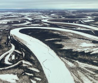Bends of the Koyukuk River, photographed by airplane in March of 2024