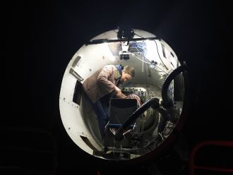 A/Prof Julia Bryant from the University of Sydney inside the SAMI instrument